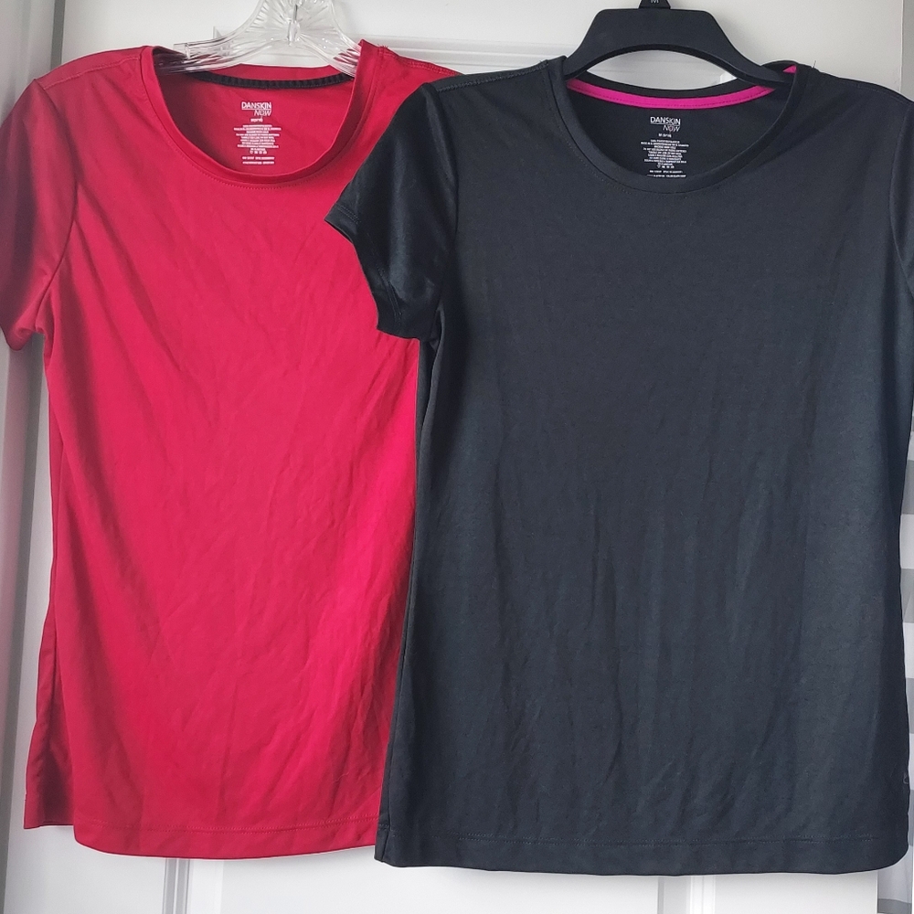 Danskin Now Womens Red And Black T Shirt Top Size M 8/10 Athleisure